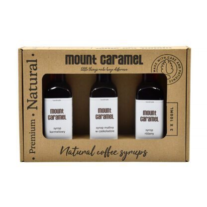 Mount Caramel - Zestaw syropów 3 x 100ml - Malina w Czekoladzie - Róża - Karmel