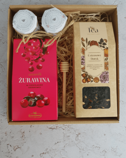 Zestaw Prezentowy Upominek Herbata Miód Żurawina w Czekoladzie - obrazek 2