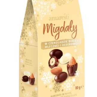 Eurohansa - Amaresti Migdały w Czekoladzie Białej, Mlecznej i Deserowej - Winter Special 80g