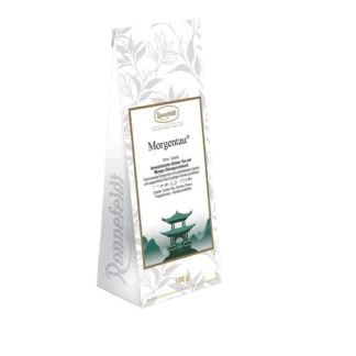 Opakowanie herbaty zielonej Ronnefeldt Morgentau o aromatycznym smaku mango i cytrusów, 100g. Herbata inspirowana chińską tradycją, idealna na orzeźwiający moment relaksu.