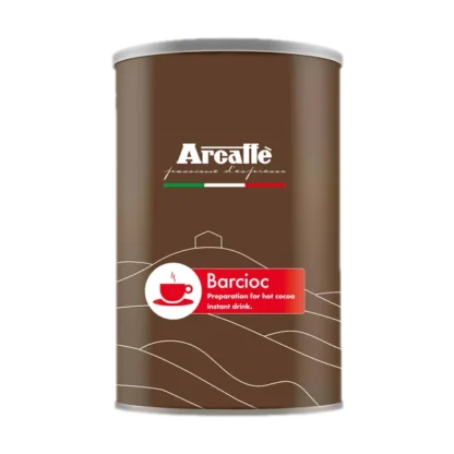 Opakowanie kakao instant Arcaffè Barcioc o pojemności 500g. Produkt przeznaczony do przygotowania gorącej czekolady na szybko, idealny do ekspresu oraz innych metod podgrzewania.