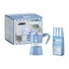 Bialetti Zestaw Moka Express 3tz Błękitna + Kawa Perfetto Moka Mandorla 250g