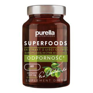 Purella Superfoods Odporność Ekstrakt z Liści Oliwki Europejskiej + Cynk + Czosnek Suplement Diety 60 Kapsułek