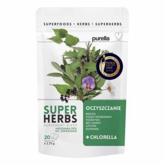 Purella Superfoods Superherbs Mieszanka Ziół do Zaparzania Oczyszczanie 20 Saszetek