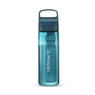 Turkusowa butelka LifeStraw Go 2.0 o pojemności 0,65 litra z filtrem do wody – idealna do codziennego użytku i podróży, dostępna w sklepie Coffee Selection.