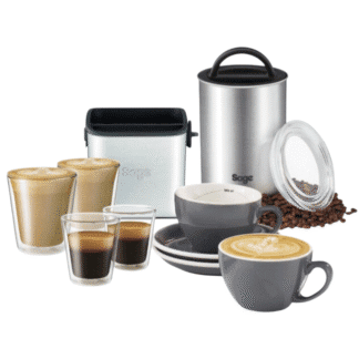 Zestaw do Kawy SAGE - Zestaw Baristy - Filiżanki, Szklanki Termiczne, Knock Box, Pojemnik 450g