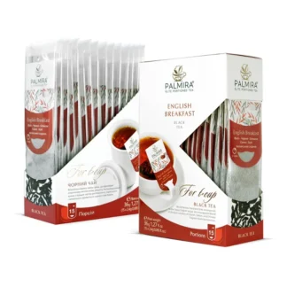 Opakowanie herbaty czarnej English Breakfast marki Palmira zawiera 15 wygodnych porcji, idealnych do parzenia w każdej chwili. Doskonała na dobry początek dnia, ta aromatyczna herbata doskonale komponuje się z mlekiem lub cytryną, zapewniając intensywny smak.