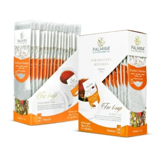 Opakowanie herbaty Rooibos Truskawkowy Palmira zawiera 15 jednorazowych porcji, idealnych do łatwego zaparzenia aromatycznego napoju. Ciesz się wyjątkowym smakiem i naturalnymi składnikami tej ziołowej herbaty, która doskonale komponuje się z chwilami relaksu.